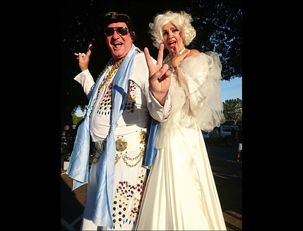 Elvis and Marilyn Stilt Walkers Perth - Roving Entertainment